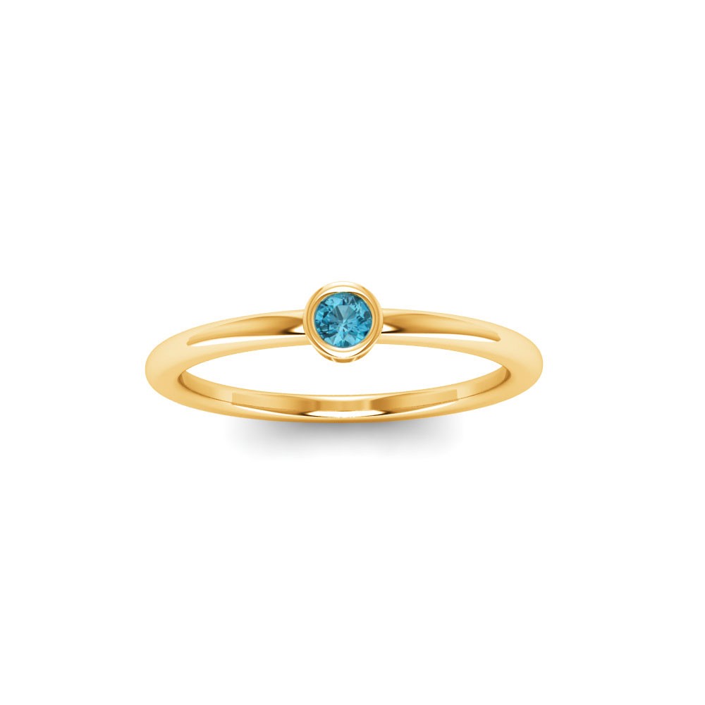 Round Topaz Birthstone Bezel Set Pinky Ring