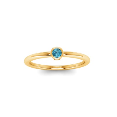 Round Topaz Birthstone Bezel Set Pinky Ring