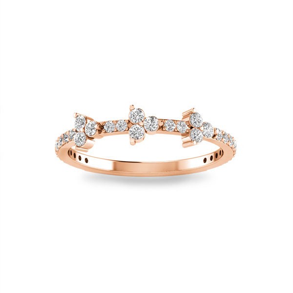 Moissanite Three Stone Cluster Stackable Band