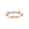 Diamond Three Stone Cluster Stackable Band