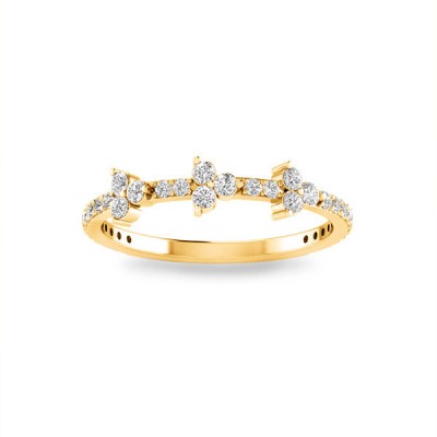 Diamond Three Stone Cluster Stackable Band