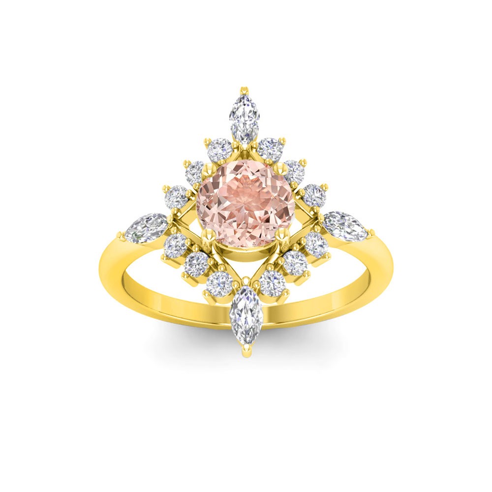 .75 Ct Morganite & .57 ctw Diamond Flora Vintage Halo Engagement Ring