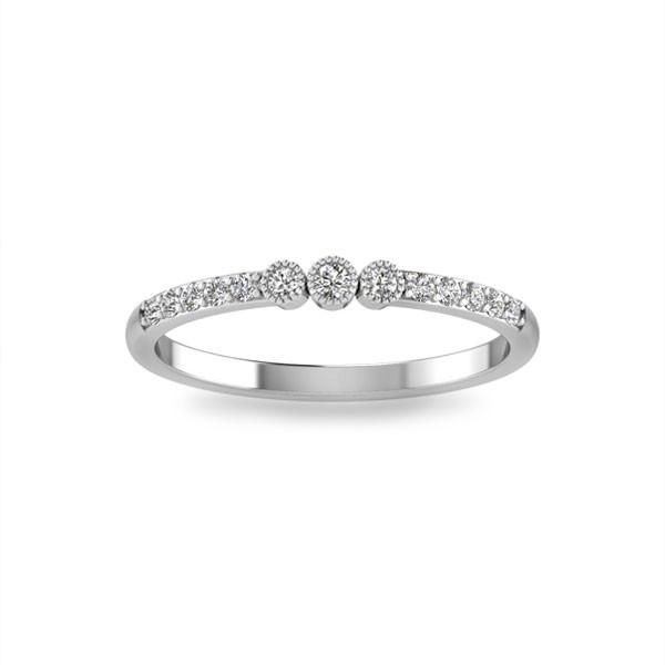 Moissanite Milgrain Bezel Three Stone Ring