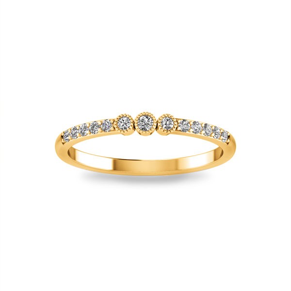 Moissanite Milgrain Bezel Three Stone Ring