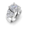 2 Ct Cushion Moissanite & 2 Ctw Lab Diamond Cluster Wide Band Engagement Ring