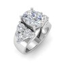 2 Ct Elongated Cushion Lab Diamond & 2 Ctw Cluster Wide Band Engagement Ring