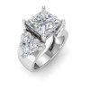 2 Ct Princess Lab Diamond & 2 Ctw Cluster Wide Band Engagement Ring