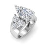 2 Ct Pear Colorless Lab Diamond & 2 Ctw Cluster Wide Band Engagement Ring