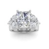 2 Ct Radiant Moissanite & 2 Ctw Lab Diamond Cluster Wide Band Engagement Ring