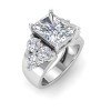 2 Ct Radiant Moissanite & 2 Ctw Lab Diamond Cluster Wide Band Engagement Ring