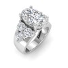 2 Ct Oval Moissanite & 2 Ctw Lab Diamond Cluster Wide Band Engagement Ring