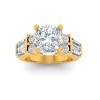 3 Ct Cushion Moissanite & 1.67 Ctw Lab Diamond Baguette Wide Band Engagement Ring