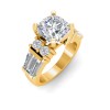 3 Ct Cushion Moissanite & 1.67 Ctw Lab Diamond Baguette Wide Band Engagement Ring