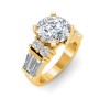 3 Ct Round Moissanite & 1.67 Ctw Lab Diamond Baguette Wide Band Engagement Ring