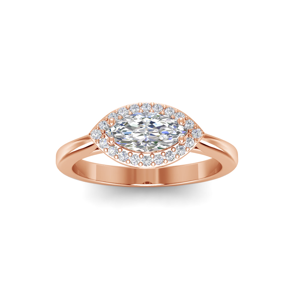 .62 Ctw Marquise Diamond East West Halo Engagement Ring