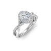 2 Ct Oval CZ & .26 Ctw Halo Twist Vine Engagement Ring