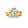 1 Ct Oval Colorless Lab Diamond & .26 Ctw Halo Twist Vine Engagement Ring