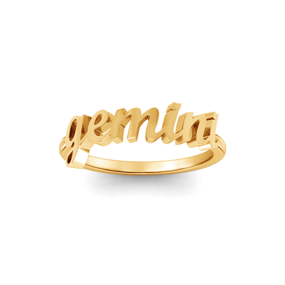 Zodiac Script Ring - Gemini