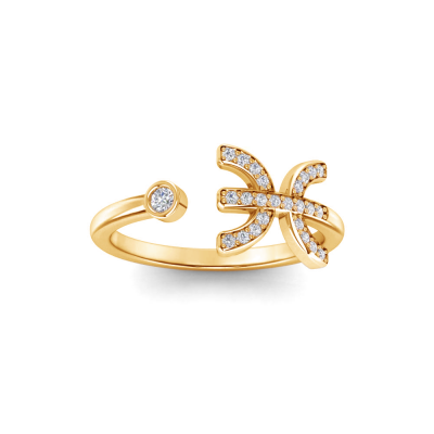 Pavé Zodiac Open Ring - Pisces