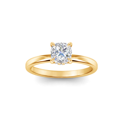 1.06 Ctw Cushion Diamond Whisper Secret Halo Solitaire Ring