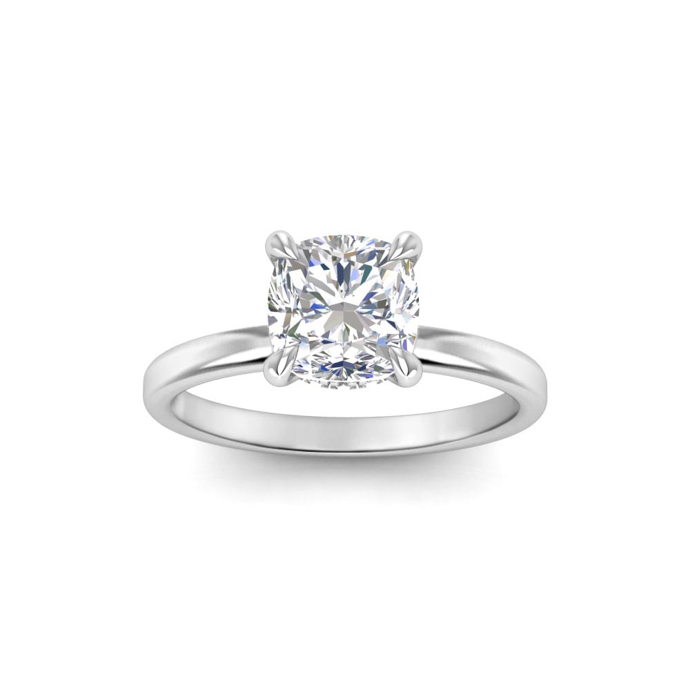 2 Ct Cushion Lab Diamond & .06 Ctw Diamond Secret Halo Solitaire Ring