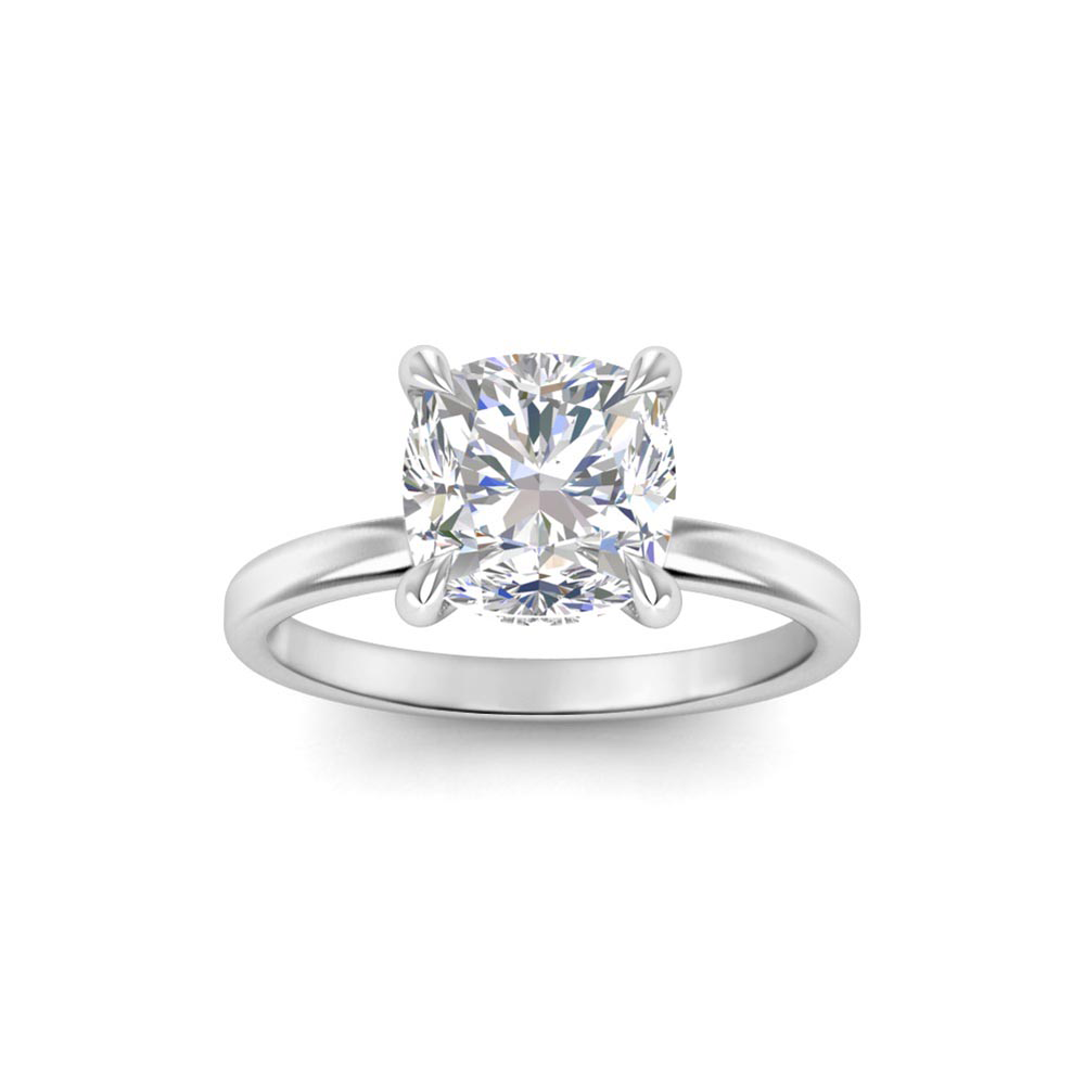 4 Ct Cushion Lab Diamond & .10 Ctw Diamond Secret Halo Solitaire Ring