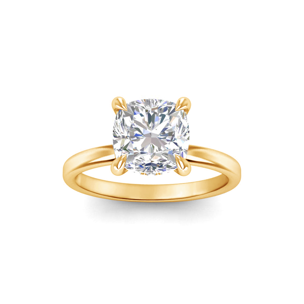 4 Ct Cushion Lab Diamond & .10 Ctw Diamond Secret Halo Solitaire Ring