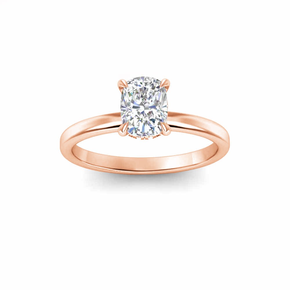 1 Ct Elongated Cushion Lab Diamond & .06 Ctw Diamond Secret Halo Solitaire Ring