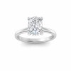 2.5 Ct Elongated Cushion Moissanite & .06 Ctw Diamond Secret Halo Solitaire Ring