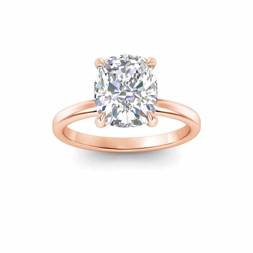 4 Ct Elongated Cushion Lab Diamond & .10 Ctw Diamond Secret Halo Solitaire Ring