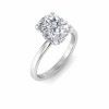 3 Ct Elongated Cushion Lab Diamond & .06 Ctw Diamond Secret Halo Solitaire Ring