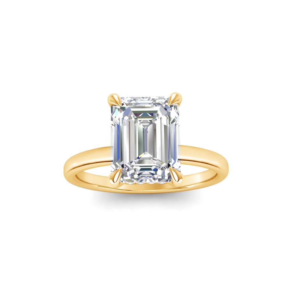 2.06 Ct Emerald CZ Secret Halo Solitaire Ring