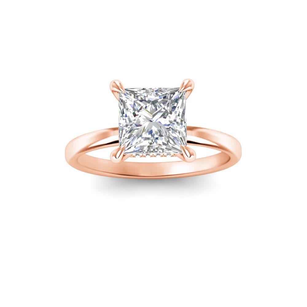 2.06 Ctw Princess Diamond Whisper Secret Halo Solitaire Ring