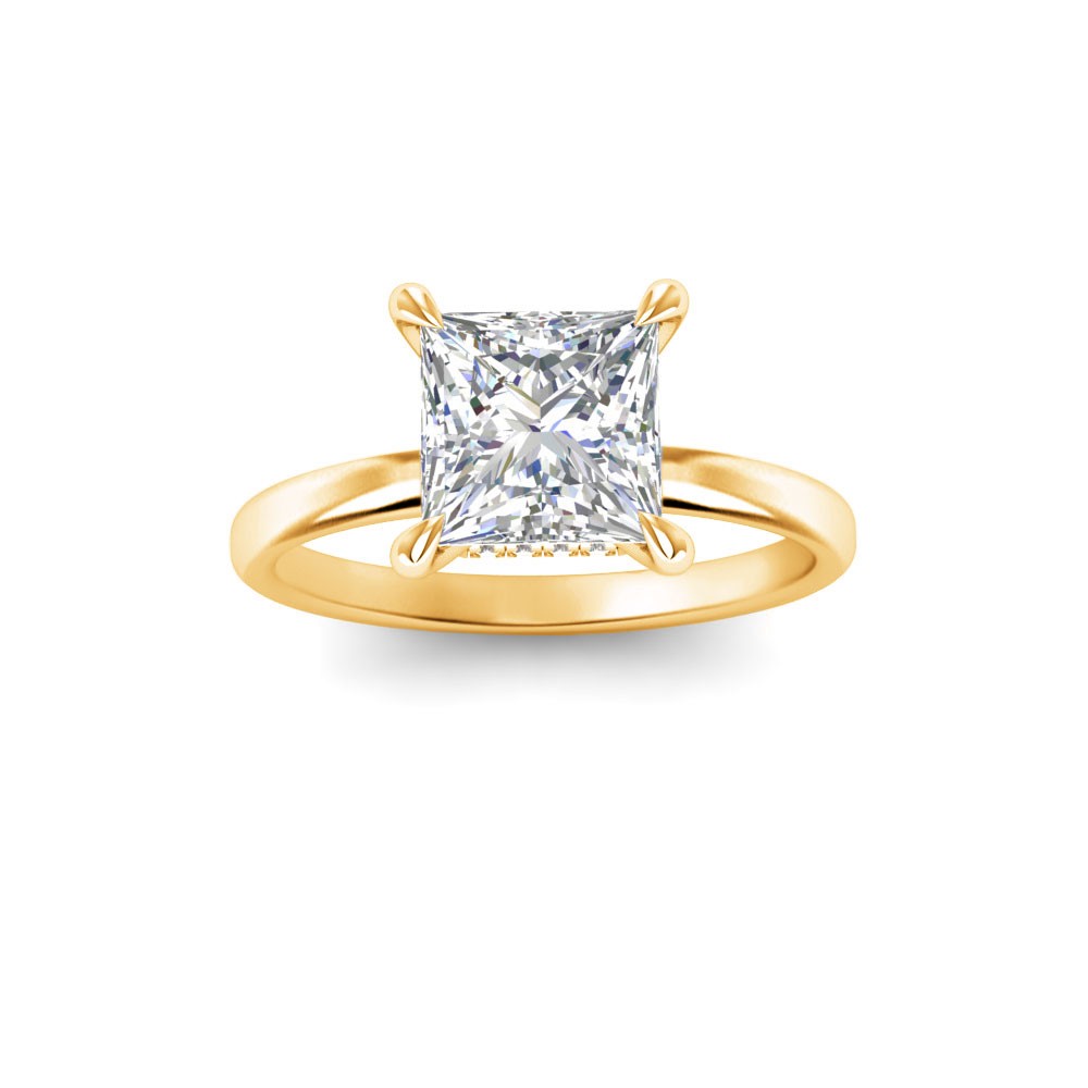 2 Ct Princess Lab Diamond & .06 Ctw Diamond Secret Halo Solitaire Ring