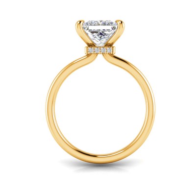 2 Ct Princess Lab Diamond & .06 Ctw Diamond Secret Halo Solitaire Ring