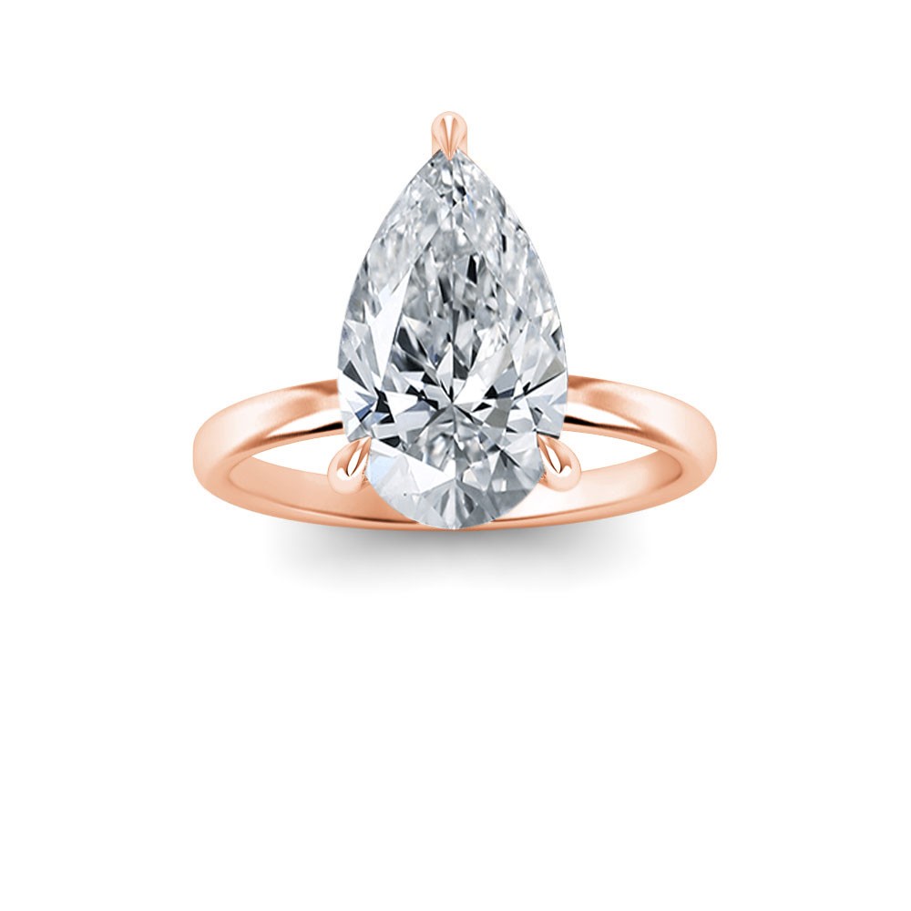 4 Ct Pear Lab Diamond & .10 Ctw Diamond Secret Halo Solitaire Ring