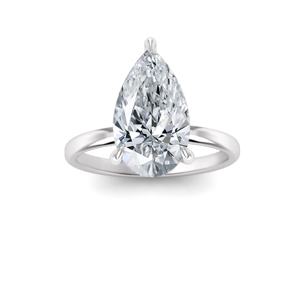 5 Ct Pear Lab Diamond & .10 Ctw Diamond Secret Halo Solitaire Ring