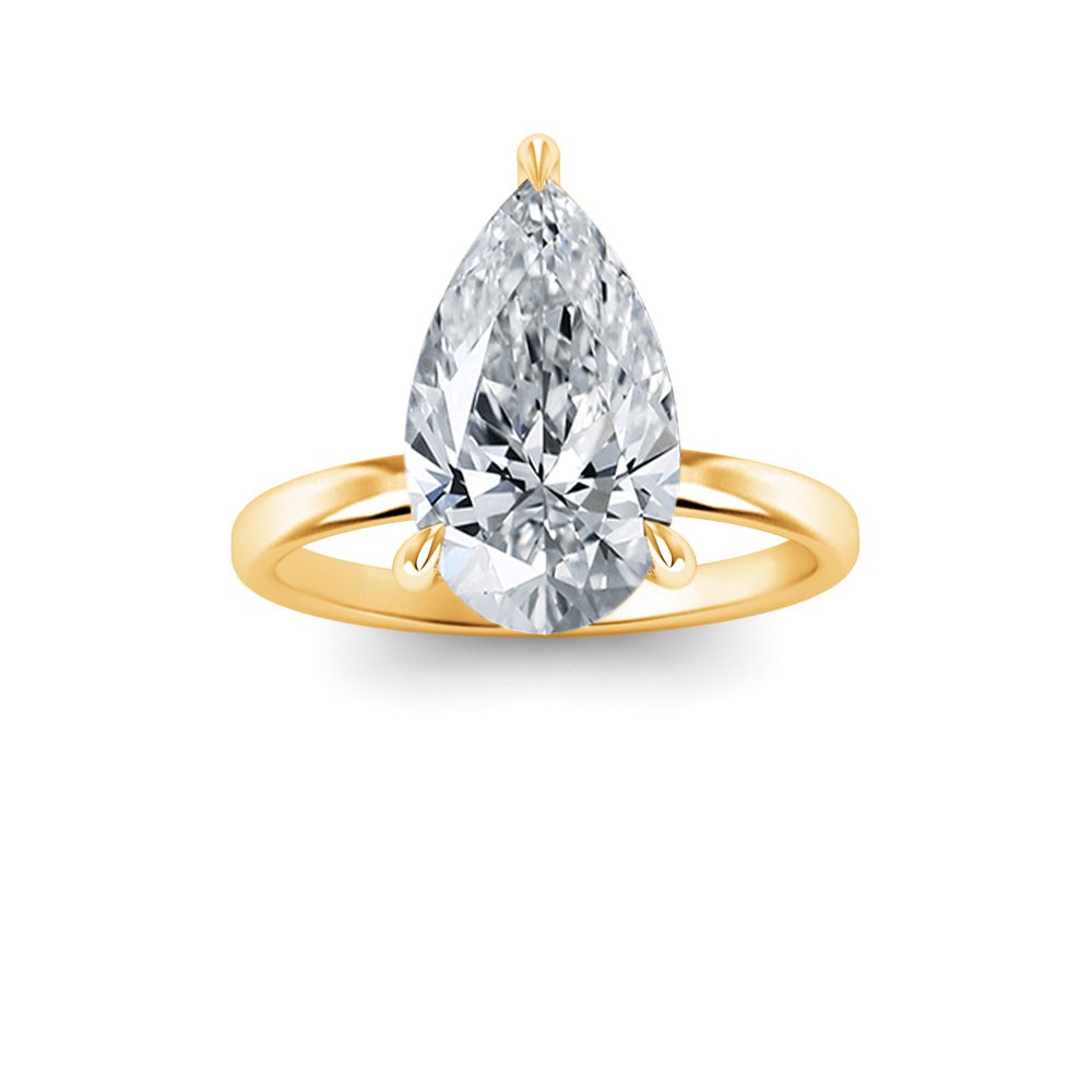 4 Ct Pear Lab Diamond & .10 Ctw Diamond Secret Halo Solitaire Ring