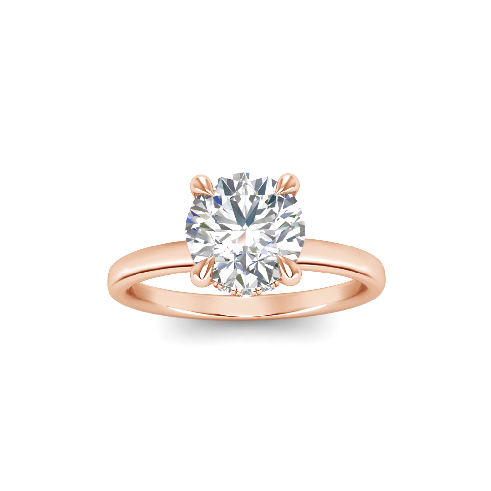 1.5 Ct Round Moissanite & .06 Ctw Diamond Secret Halo Solitaire Ring