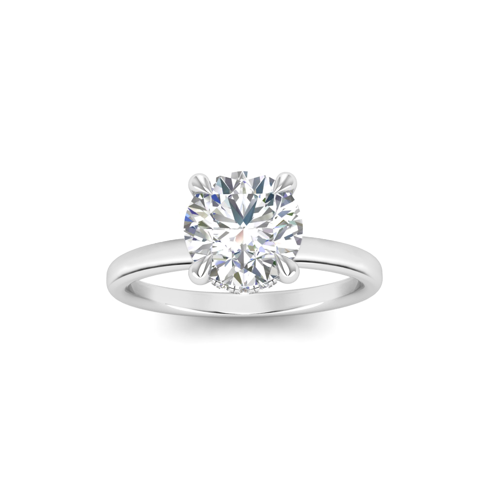 1.56 Ct Round CZ Secret Halo Solitaire Ring