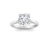 2 Ct Round Moissanite & .06 Ctw Diamond Secret Halo Solitaire Ring