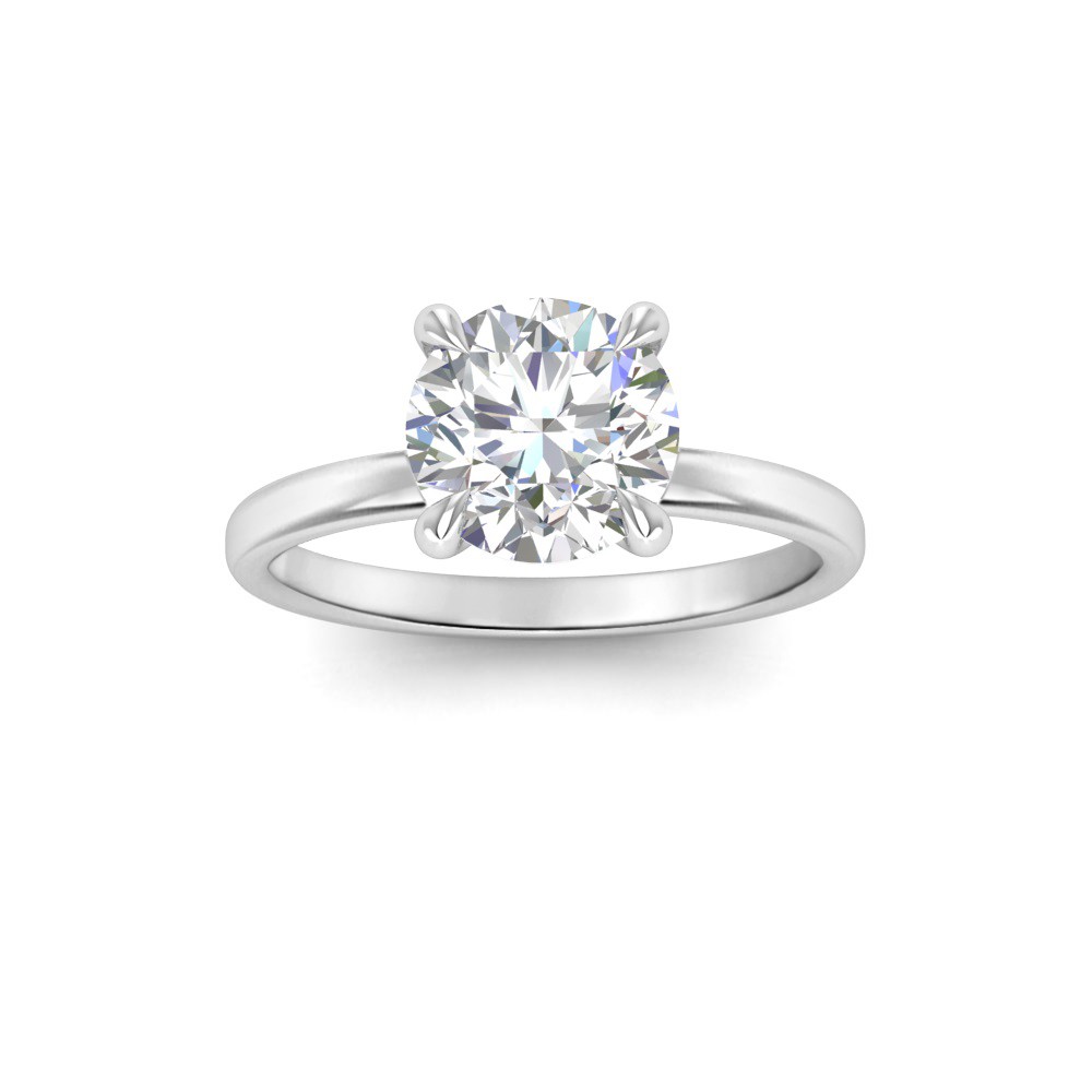 2 Ct Round Moissanite & .06 Ctw Diamond Secret Halo Solitaire Ring