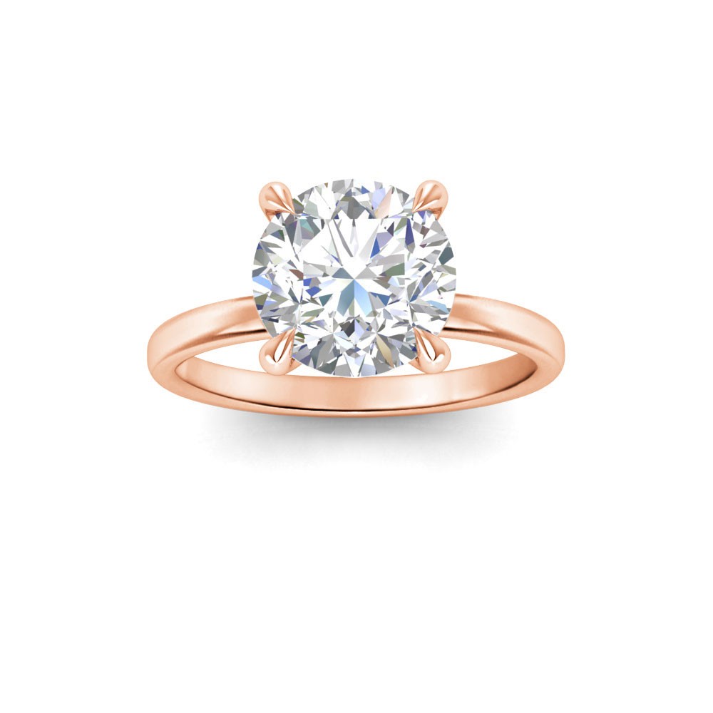 3 Ct Round Lab Diamond & .06 Ctw Diamond Secret Halo Solitaire Ring