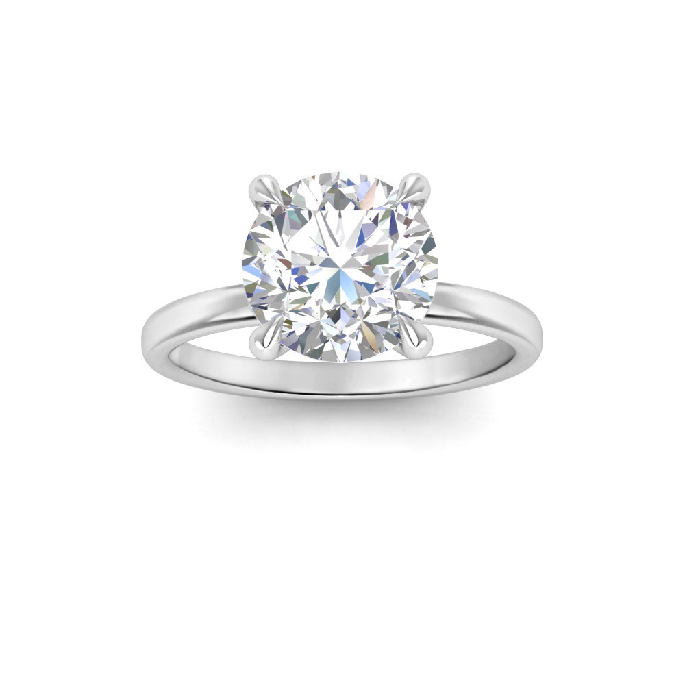 4 Ct Round Moissanite & .10 Ctw Diamond Secret Halo Solitaire Ring