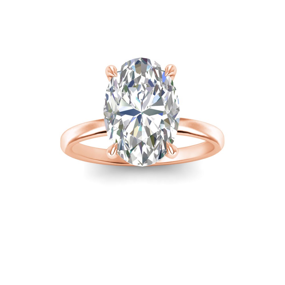 5 Ct Oval Moissanite & .10 Ctw Diamond Secret Halo Solitaire Ring