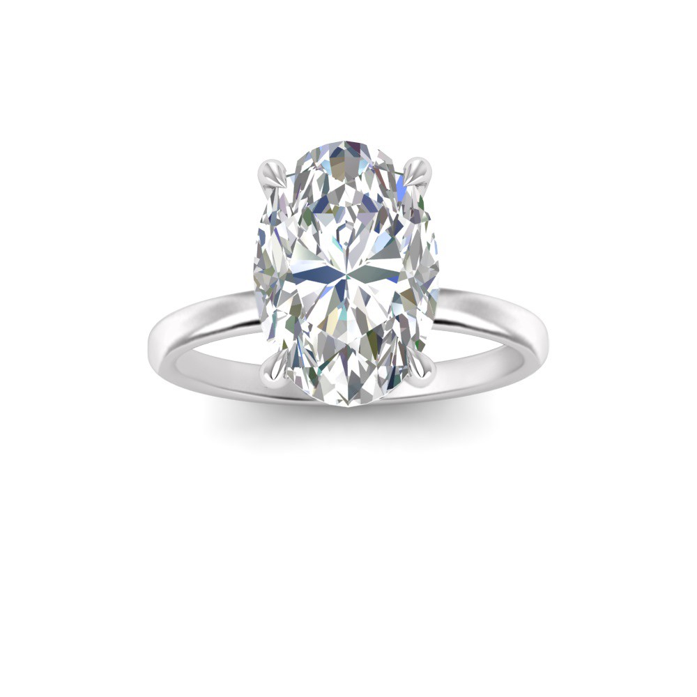 3.5 Ct Oval Moissanite & .10 Ctw Diamond Secret Halo Solitaire Ring