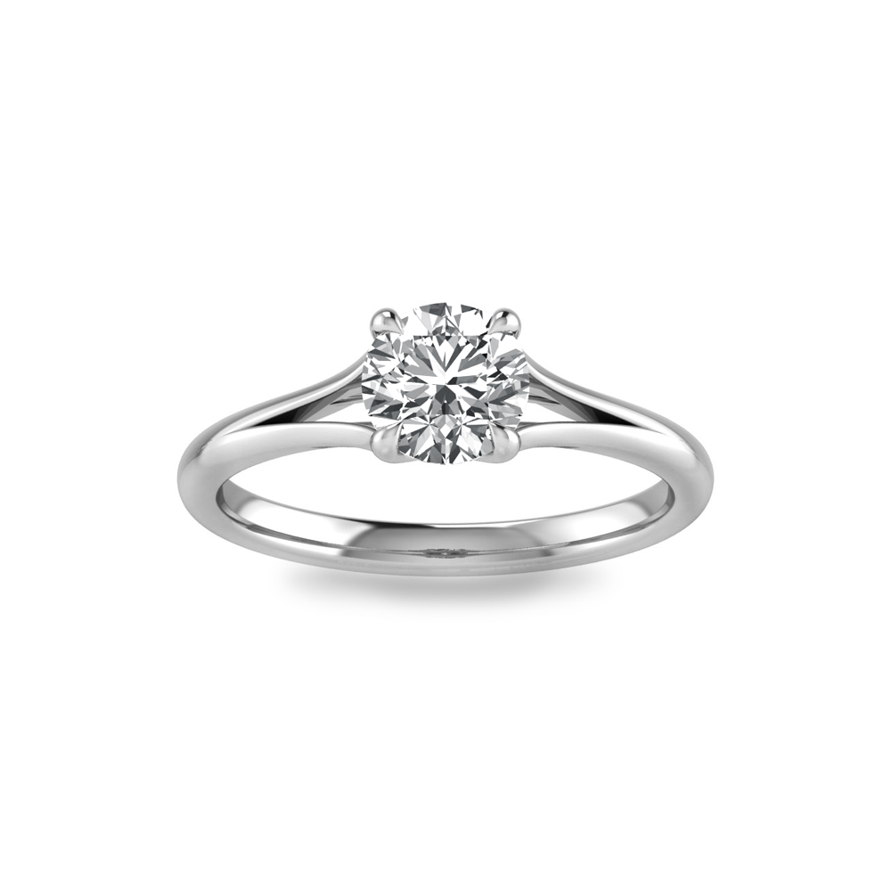 1 Ct Round CZ Split Shank Solitaire Ring