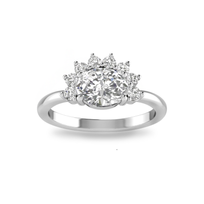 2 Ct Oval CZ Vintage Half Halo Engagement Ring