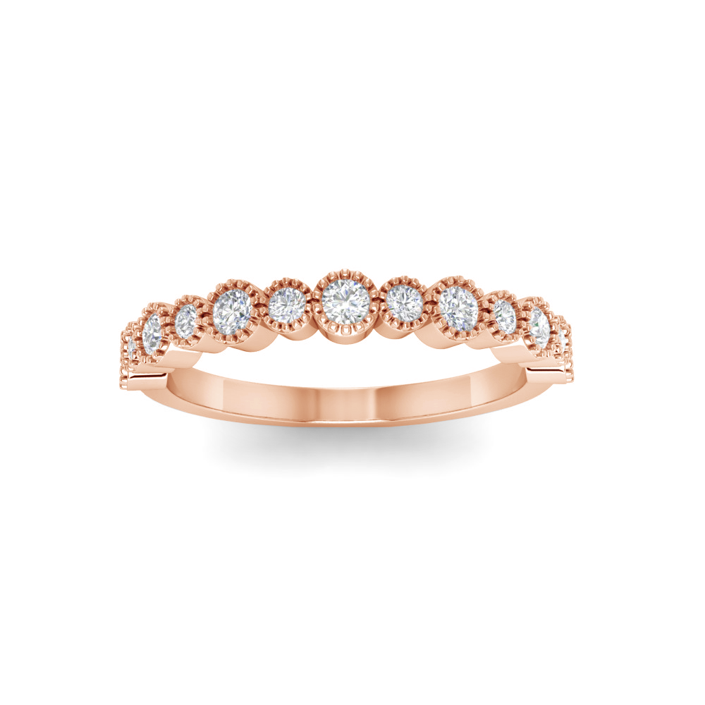 Moissanite Milgrain Bezel Stackable Band