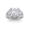 2 Ct Cushion Colorless Lab Diamond & 1 Ctw Split Shank Wide Band Engagement Ring